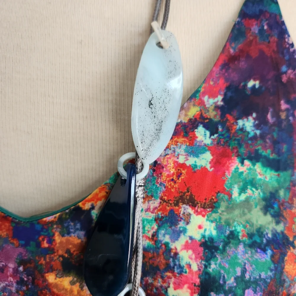 Blue and Grey Resin Necklace - Picture 10 of 16